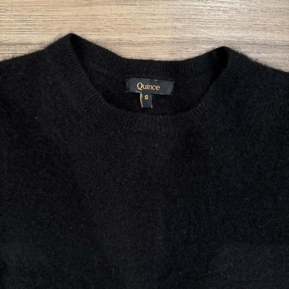 Quince Black Mongolian Cashmere Crewneck Fuzzy Sweater Size S - Picture 8 of 11